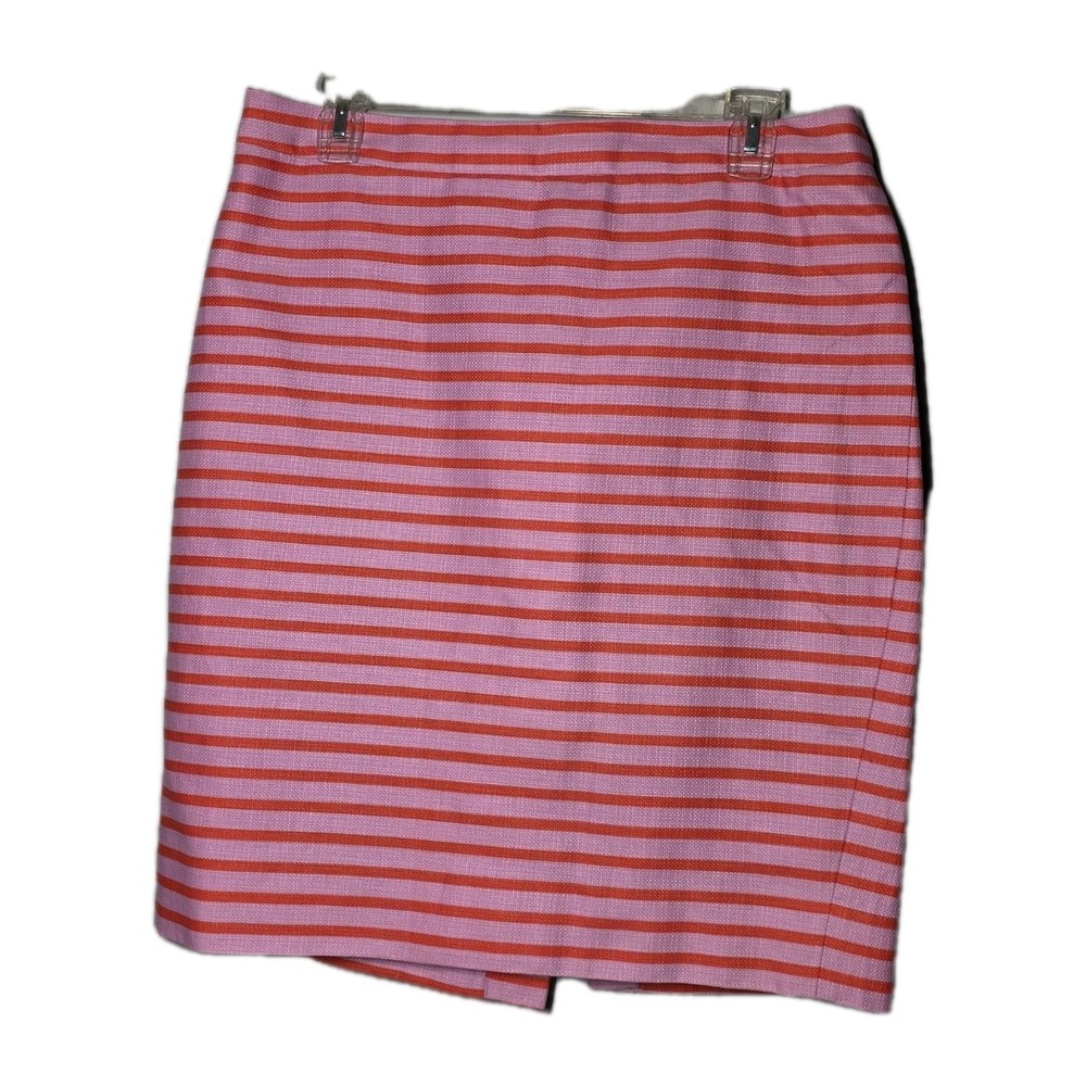 J. Crew Womens The Pencil Skirt Size 8 Pink & Orange Horizontal Striped